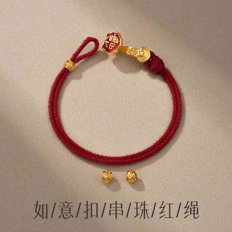 Nuovo Dragon Boat Festival Anno zodiacale Fascino fortunato Bracciale in corda rossa Corda per tessitura Sabbia Perline dorate Bestie Corda a mano Regalo