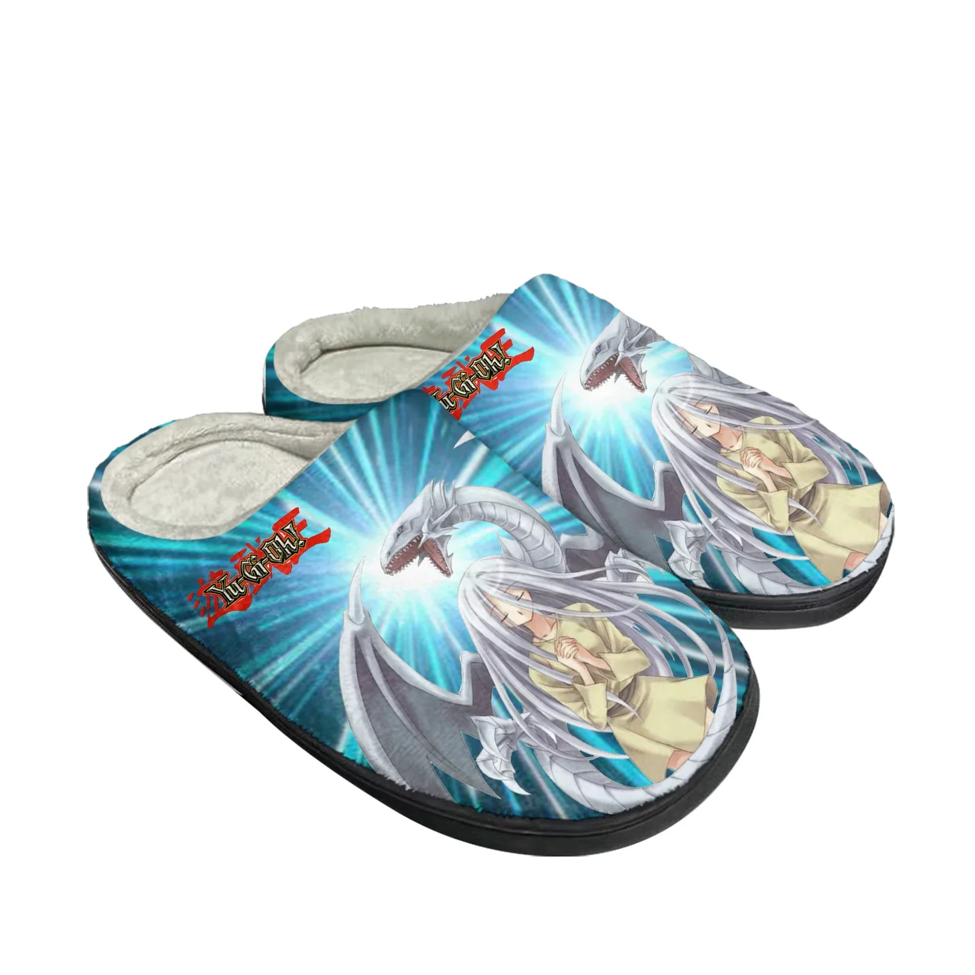 Pantofole Personalizzate Yu-Gi-Oh Seto Kaiba Blue Eyes White Dragon in Cotone, Sandali Termici in Peluche per Uomo e Donna