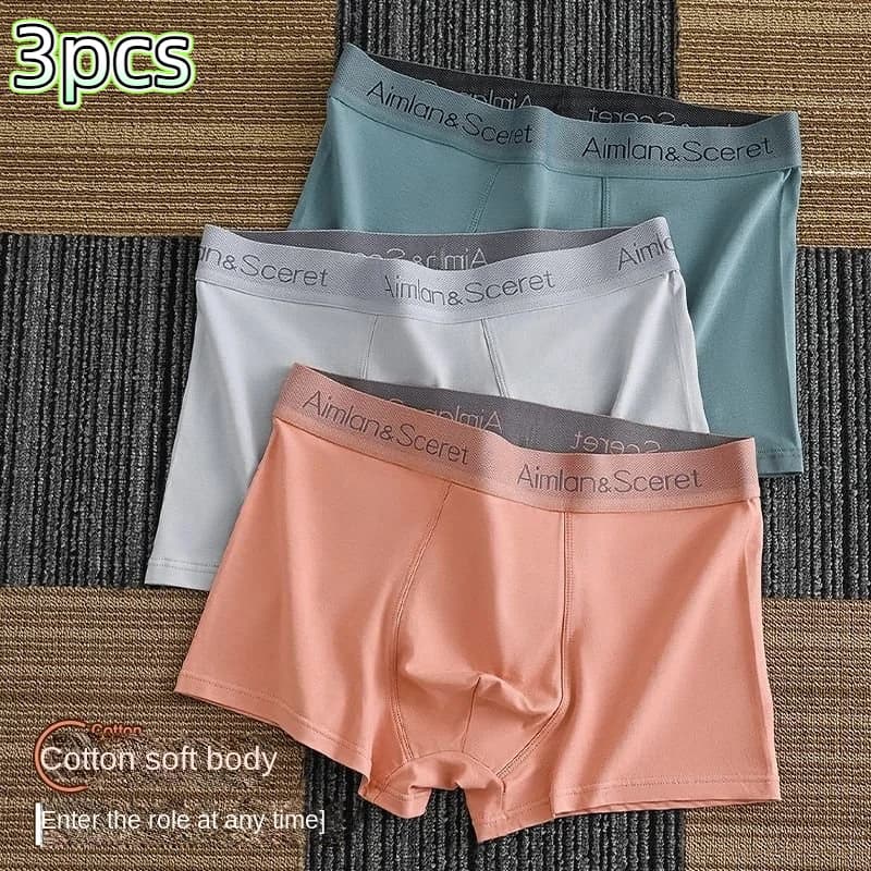 3PCS Asian Size Men Underpants Man Cotton Boxer Shorts Soft Men's Panties Plus Size Underwear Male Breathbale Boxer Briefs