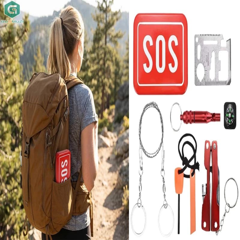 Kit di Pronto Soccorso Multifunzionale Portatile, Set di Attrezzature per Sopravvivenza all'Aperto, Kit di Emergenza SOS, Set di Sopravvivenza
