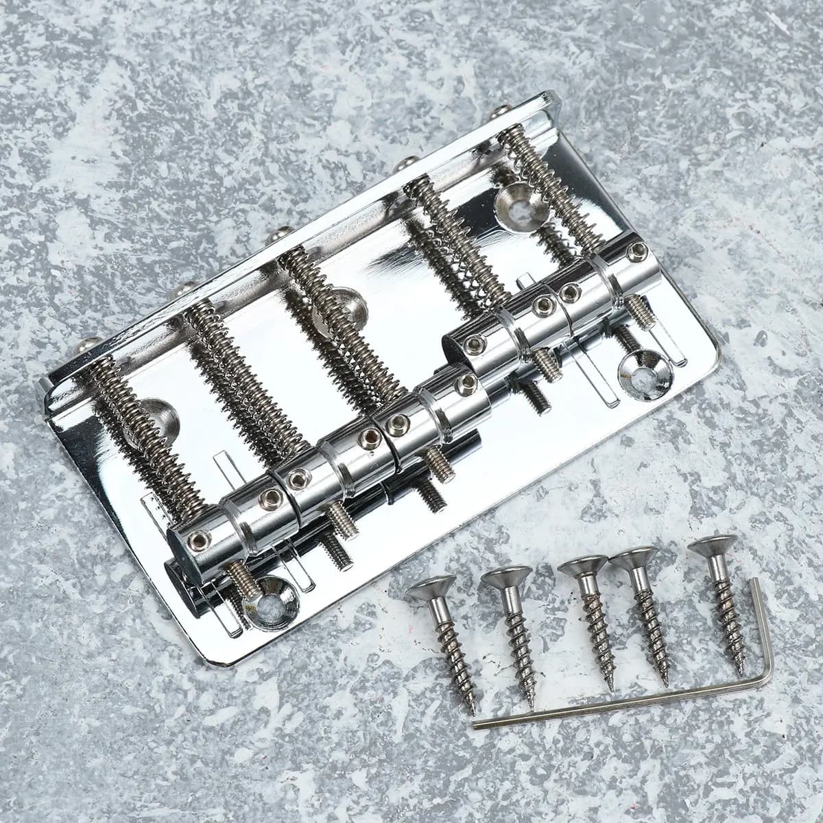 Set Ponte a Sella in Metallo per Ukulele a 5 Corde, Piastra di Tensione Argento, Ricambio per Chitarra, Accessorio Strumento Musicale, Divertimento Fai-da-te