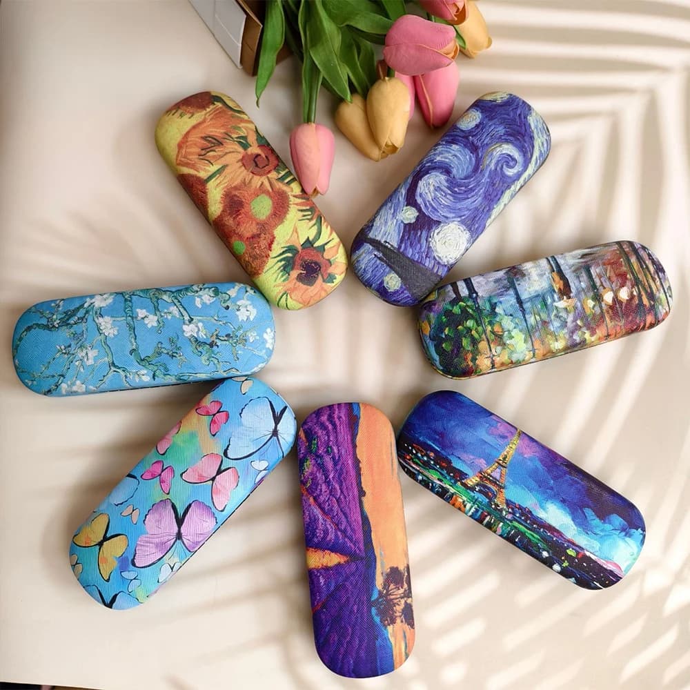 Retro Flower Glasses Case, Portable Anti Pressure Myopia Lens Storage Box