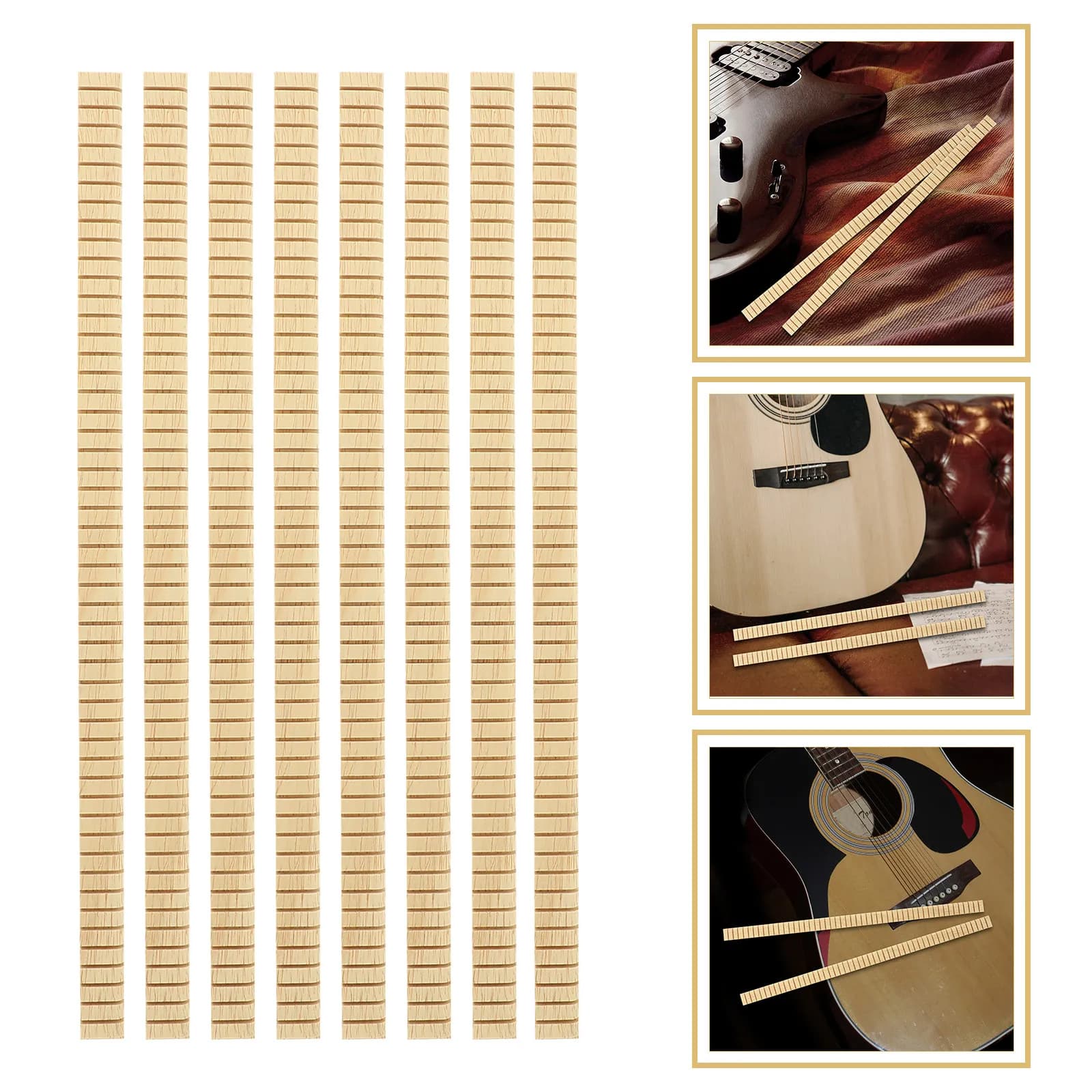 8 Pezzi Strisce di Legno per Binding Chitarra, Inserti in Legno Personalizzati per Decorazione e Riparazione Chitarra, Forniture per Binding Corpo, Inserti per Ukulele
