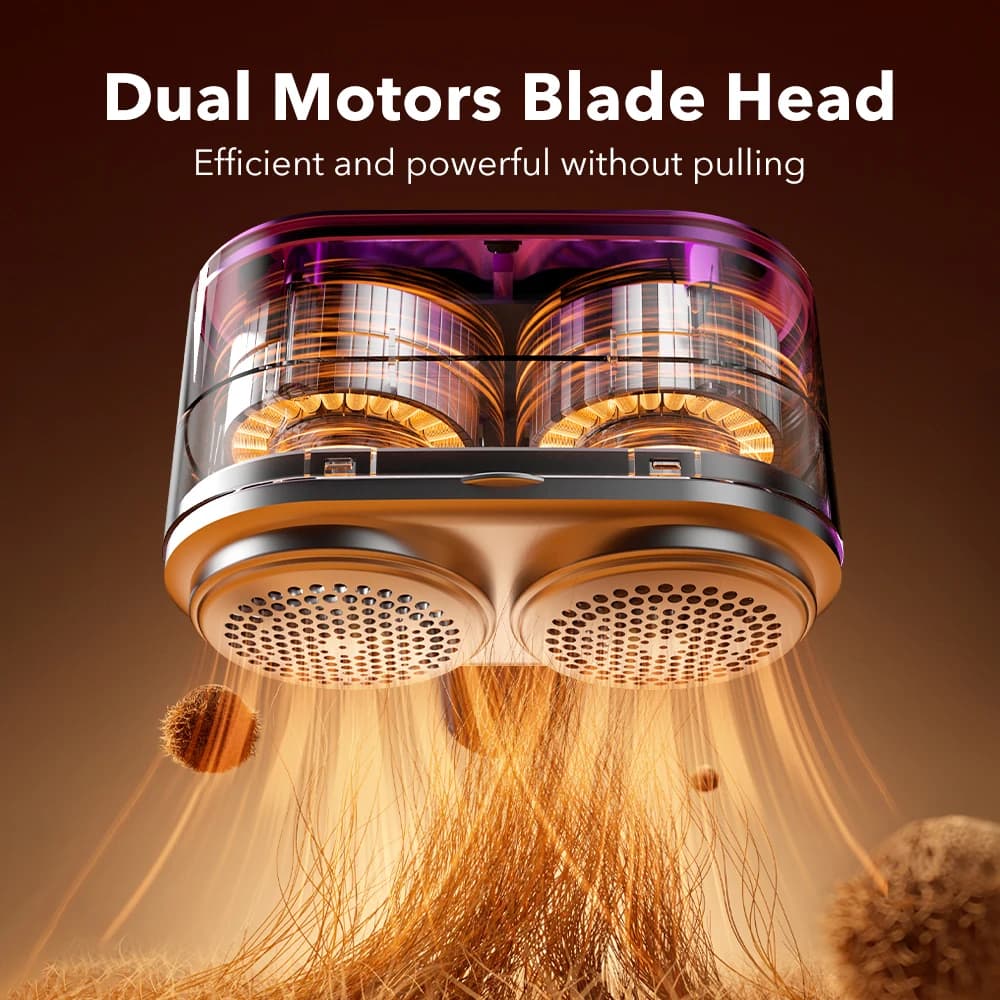 Dual Head Fabric Shaver with 5-Speed LED Display Rechargeable Lint Remover for Clothes Sweaters Professional Garment Care Tool