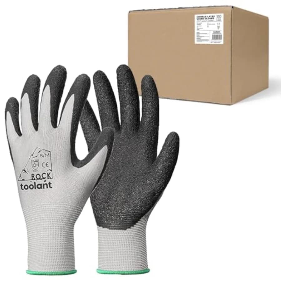 Guanti da Lavoro in Lattice Goffrato, Guanti di Sicurezza Rivestiti in Gomma per Uomo e Donna, 60 Paia per Edilizia, Giardinaggio, Magazzino