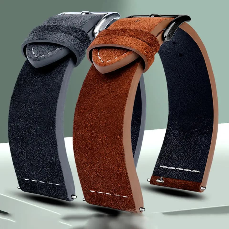 Vintage Suede Leather Watch Strap 23mm Black Brown Watch Band Sweatproof Strap Replacement Wristband Accessories for Women Men