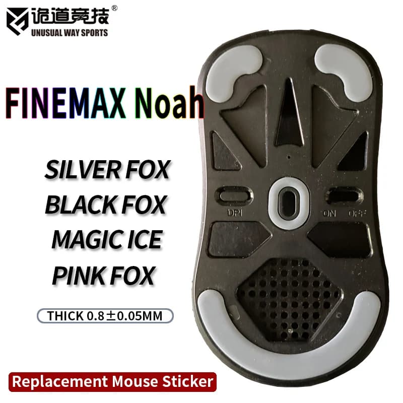 InsolitoWaySports Mouse Pattini Piedi FineMax Noah Superficie curvata PTFE Anti collasso Magic Ice Black Silver Fox