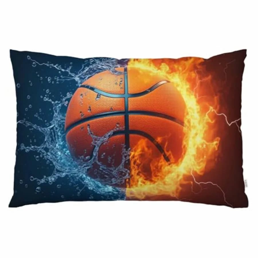 Fodera per cuscino decorativo con design basket fuoco e ghiaccio, stile americano, per divano e cuscino lombare