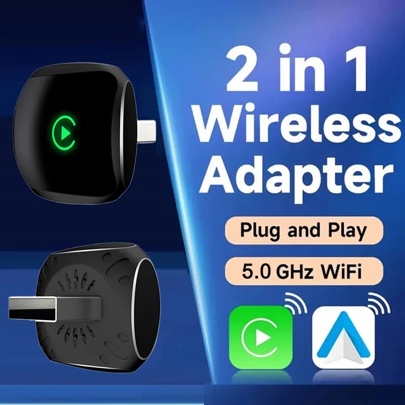 Mini adapter 2 in 1 wired wireless Carplay and Android Auto AI Box compatible with 99% car Smart Dongle WiFi Plug and Play