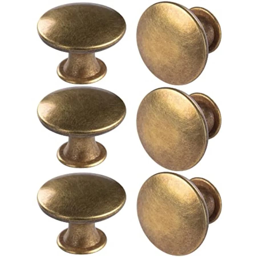 6 Pack Round Kitchen Cabinet Knobs Cupboard Door Knobs Drawer Handle Pulls Dresser Knobs with 7 Pcs Screws for Bathroom Drawer