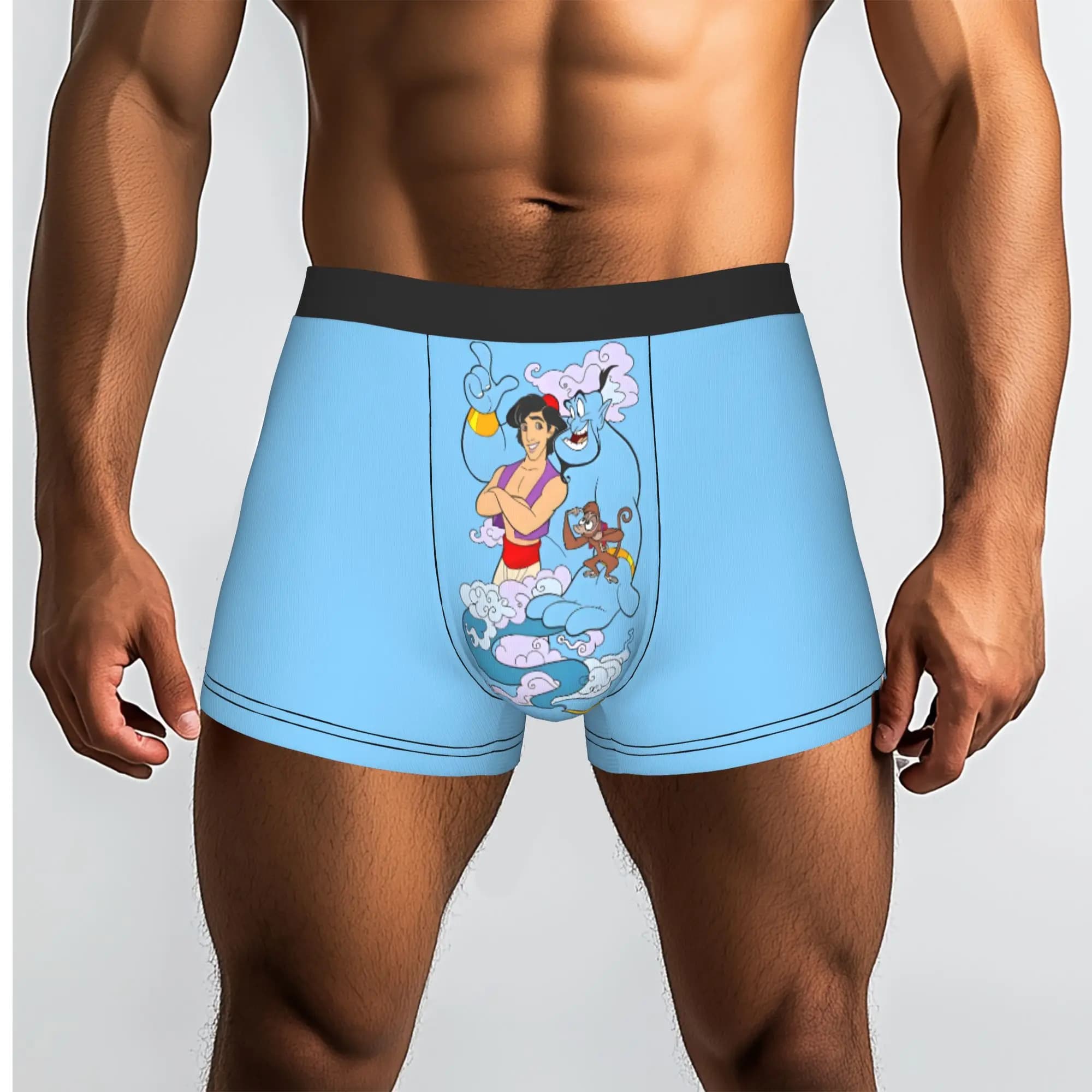 Customized Cool Cute Cartoon A-Aladdin Boxers Shorts Panties Male Underpants Breathable Briefs Underwear