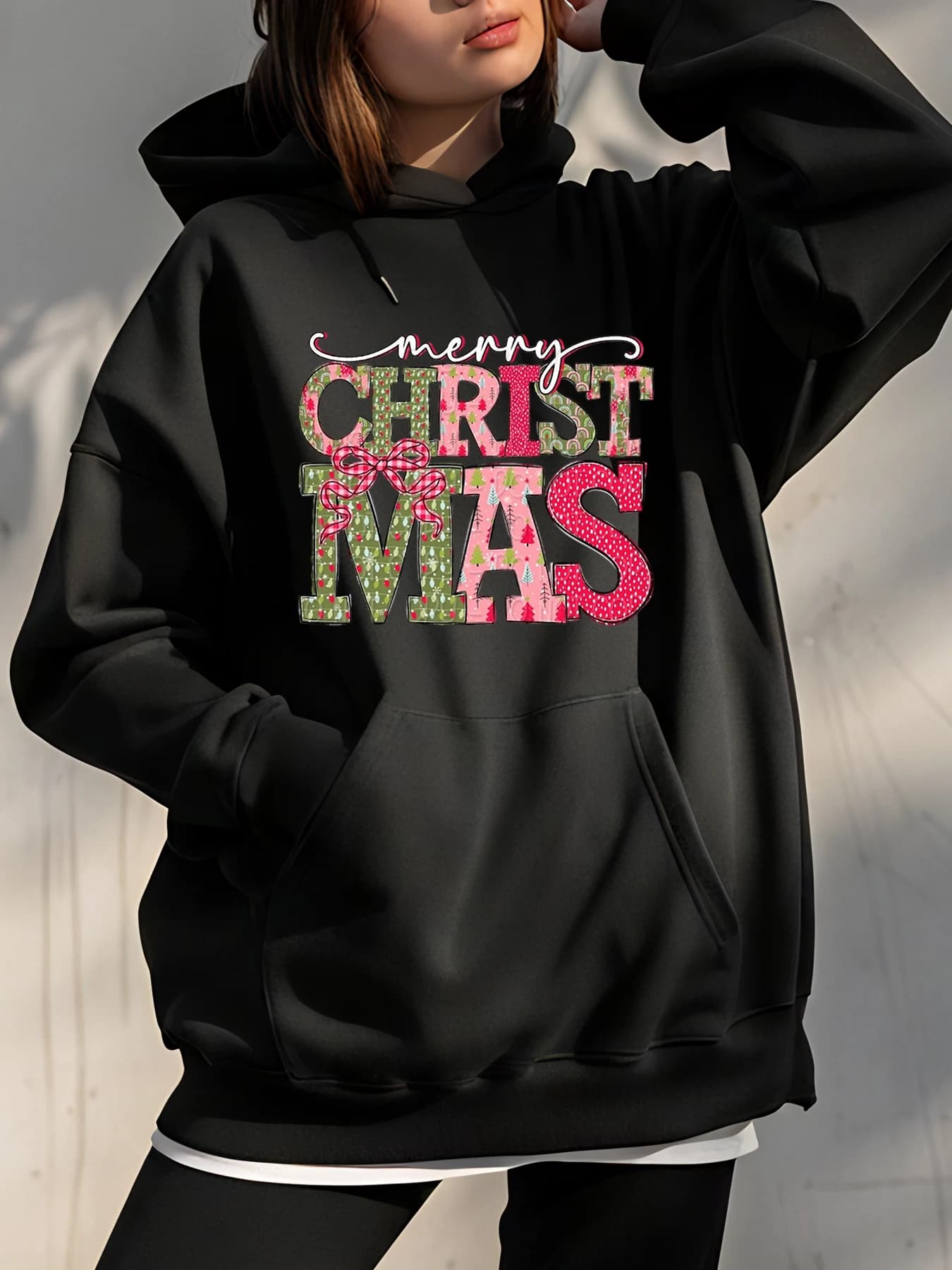 Women's Casual Hoodie with Christmas Print Fashion Dress for Women's Holiday