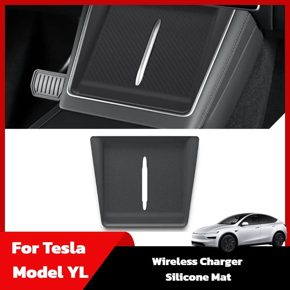 For Tesla Model YL Wireless Charger Silicone Mat Custom Anti-Slip Phone Dustproof Pad Center Console Protector Car Accessorie