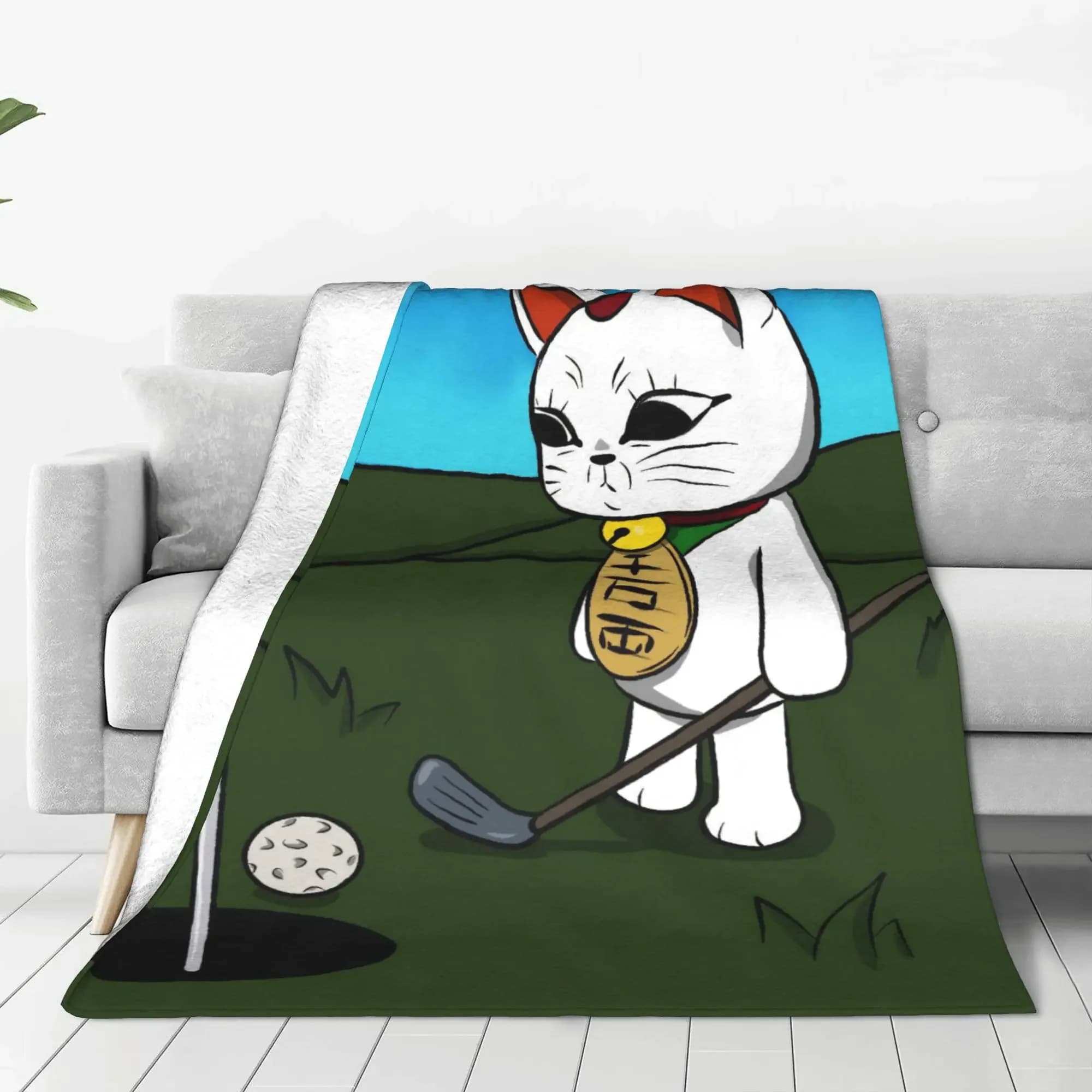 Covered in Soft and Calda Turbo Granny Cat Plush, Flannel Cover for Sofa and Armchair with Printed Design