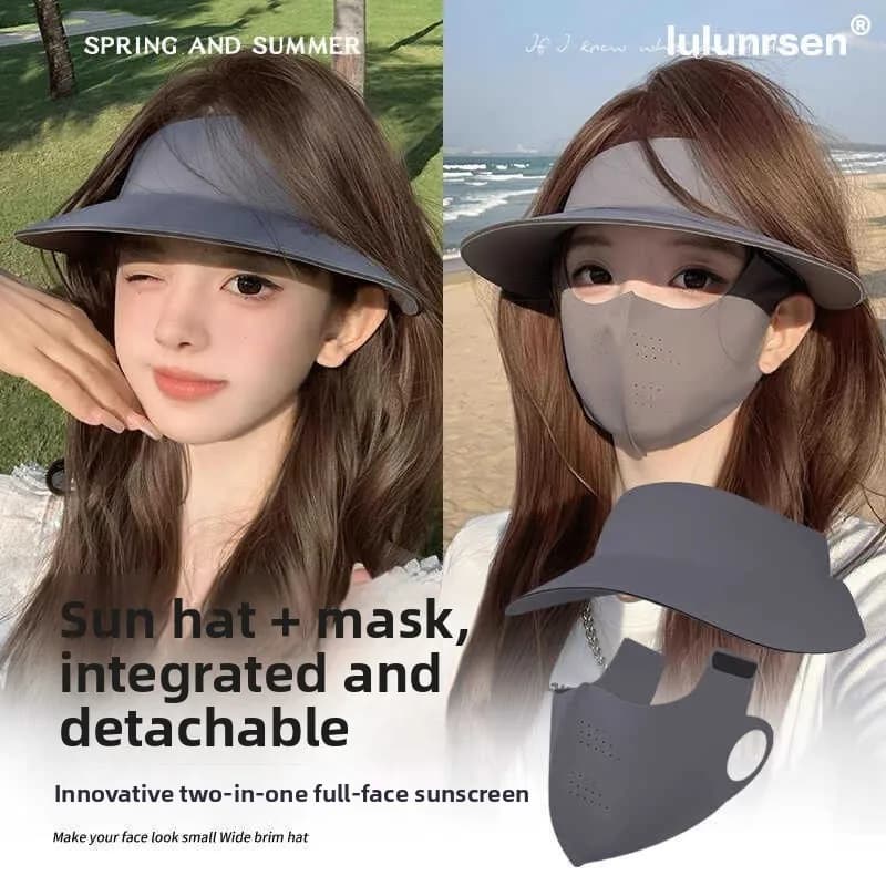 Maschera Solare Tre-in-Uno con Cappuccio da Ciclismo Rimovibile per Donne, Maschera Bascinet Senza Cicatrici