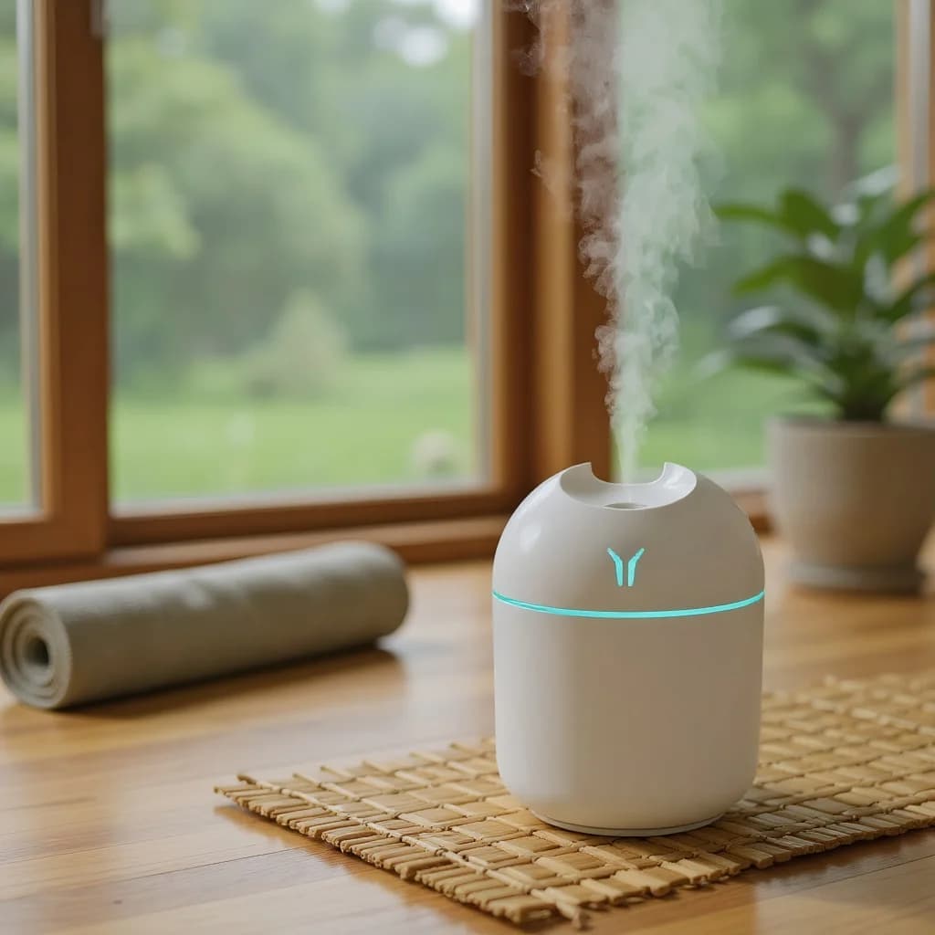 Umidificatore da tavolo, mini USB con LED colorati e aromaterapia per spazio personale e rilassamento