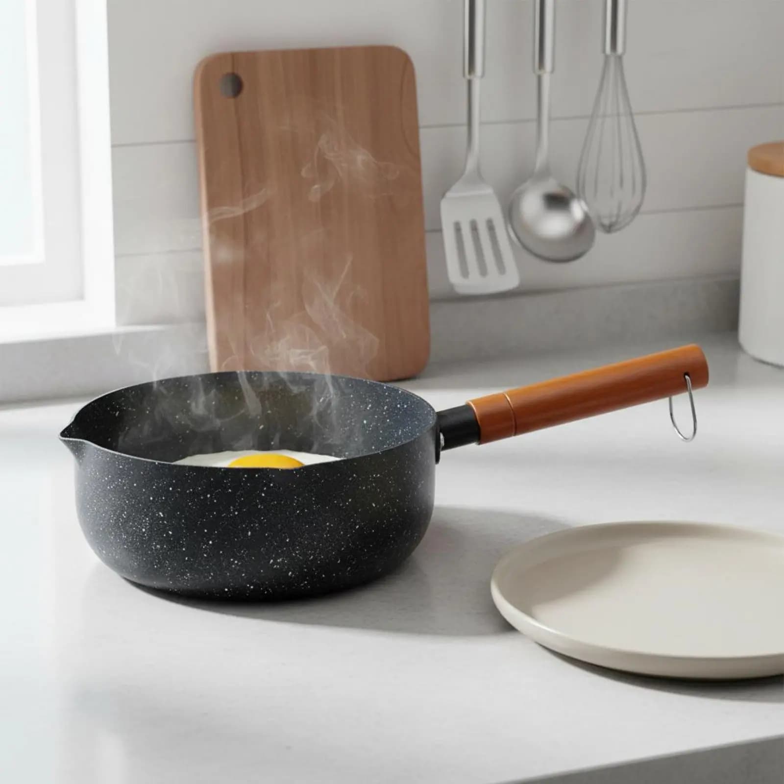 Pentola in Pietra Maifan Facile da Pulire Antiaderente per Fritture Distribuzione Uniforme del Calore Pentolino Durevole
