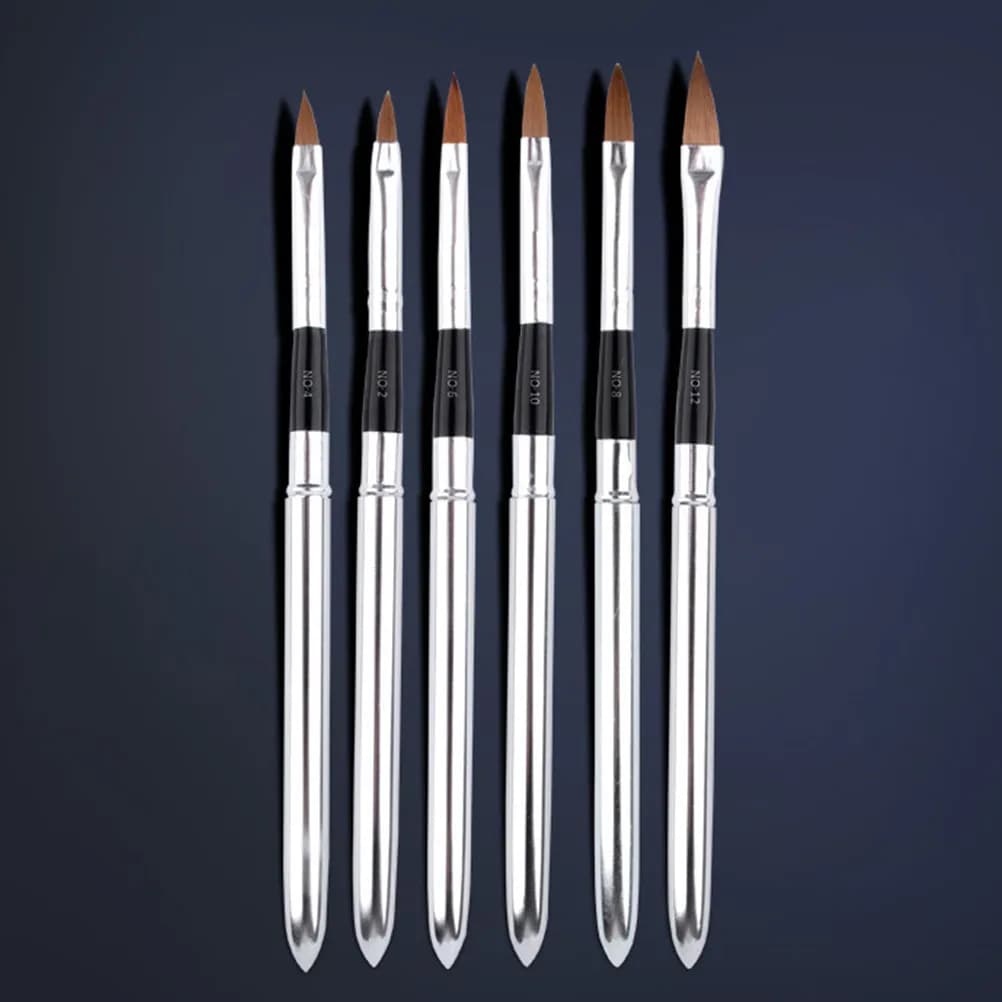 Set di 6 Pennelli per Nail Art con Cristalli d'Acqua, Setole Sintetiche Leggere per Kit Unghie Acriliche Fai-da-Te, Strumenti per Disegno e Pittura