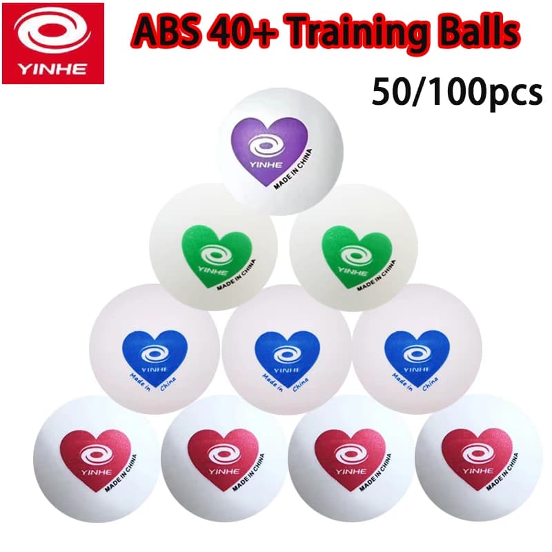 YINHE 40+ Palline da ping pong cucite ABS Nuovo materiale Rosso/Blu/Verde/Viola Cuore Palline da ping pong durevoli per l'allenamento 50/100 pezzi