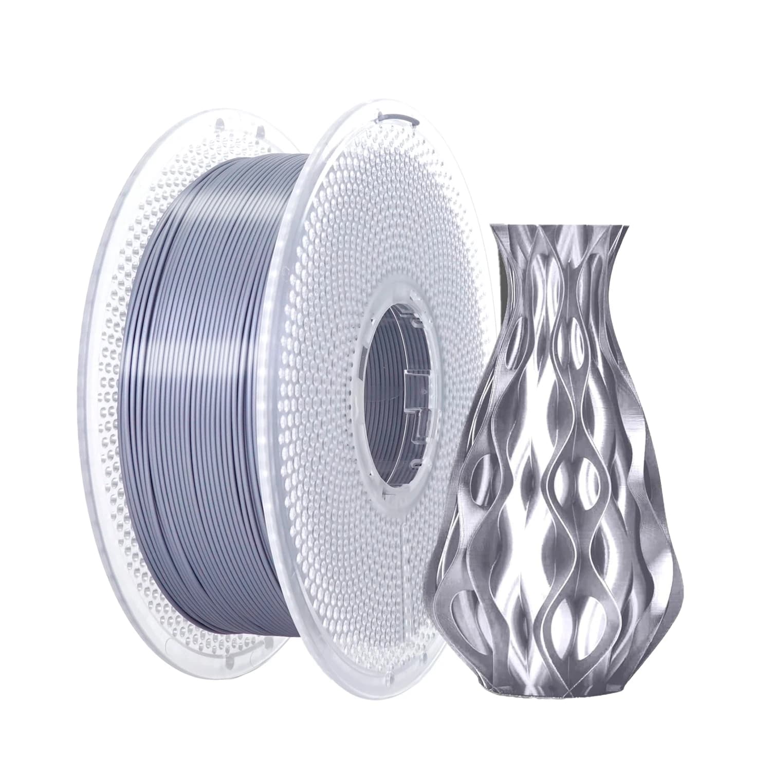 PLA thread in polished silver silk 1.75 mm 1 kg: compatible with 3D Bambu Lab printers, Creality, Anycubic, glossy finish