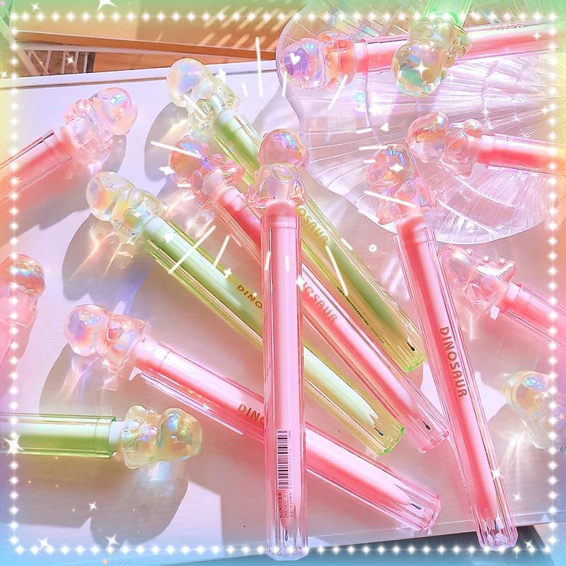 Kawaii cancelleria penne gel articoli di cancelleria estetica accessori per ufficio dinosauri penne a sfera a forma di rossetto penna gel di lusso