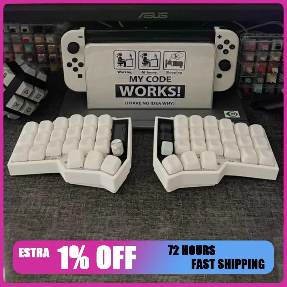 Corne Wireless Split Keyboard Kit RGB Hotswap Customize Split Mechanical Keyboard Kit With Screen Knob Joystick Support ZMK Gift