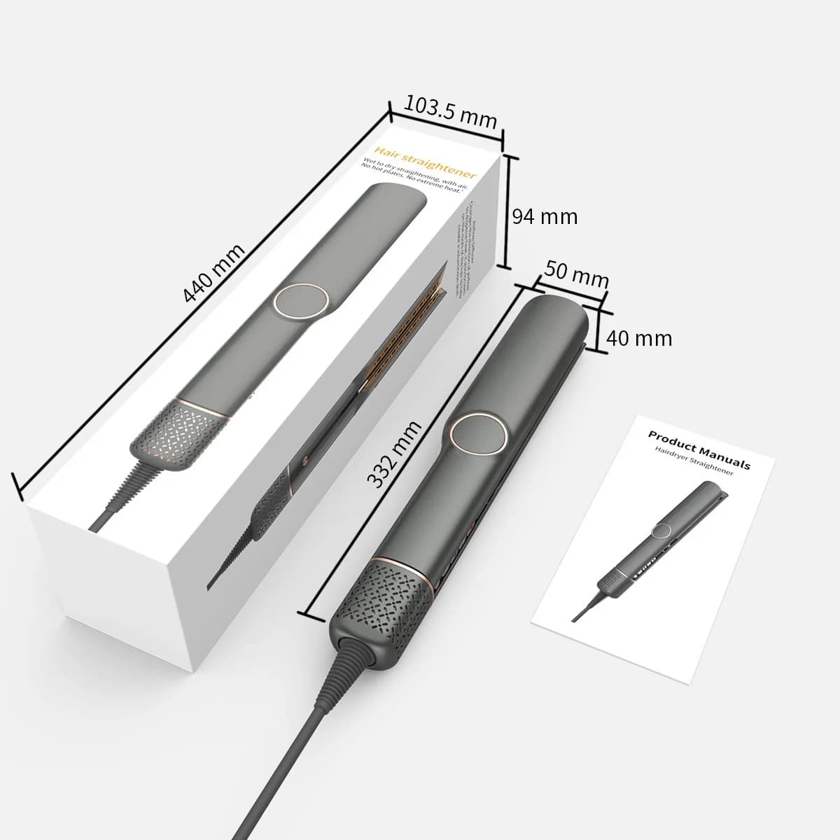 Nuovo Piastra per Capelli in Ceramica Tormalina Airflow con Filo (AC) per Lisciare e Asciugare in un Solo Passaggio, Temperatura Costante Intelligente