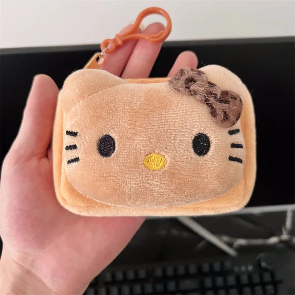 Borsa a tracolla Hello Kitty Sanrio con stampa leopardata, in peluche, a forma di gatto KT, leggera, a tema cartone animato, simpatica borsa portaoggetti, regalo per ragazza