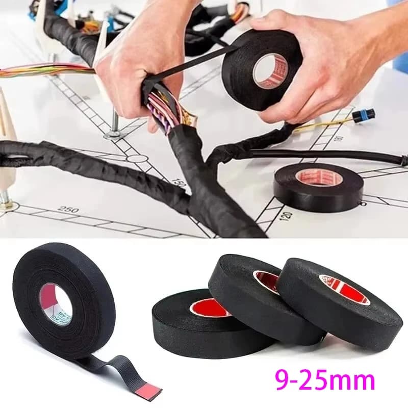2Roll Black High-Temperature Flame Retardant Electrical Tape - Waterproof Insulation For Automotive Wiring & Circuit Repair, Industrial Grade Adhesive, Tear-Resistant, Halogen-Free, Up To 176°C Heat Resistance