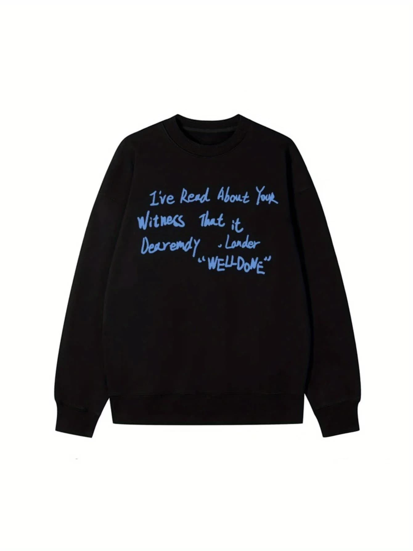 Men's black printed hoodie Klein with minimalist blue letters and Klein logo text, casual crew neck sweater