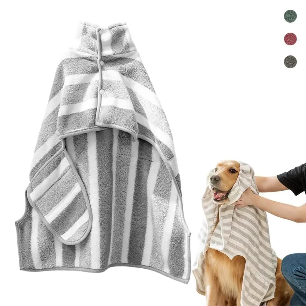 Nuovo Accappatoio per Cani ad Assorbimento Rapido in Microfibra, Asciugatura Veloce, Vestito per Animali Domestici a Righe, Spugna Spessa per il Bagno, per Golden Retriever