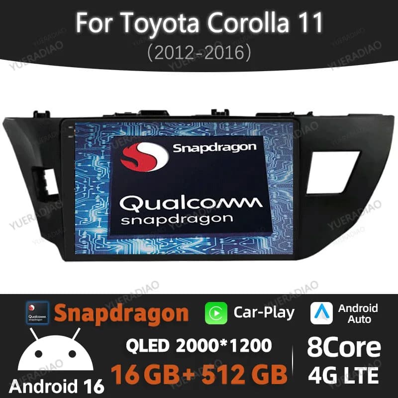 Android 15 Autoradio Per Toyota Corolla 11 2012 - 2016 E170 E180 Qualcomm Carplay Auto Car Multimedia Video Player 4G WIFI QLED