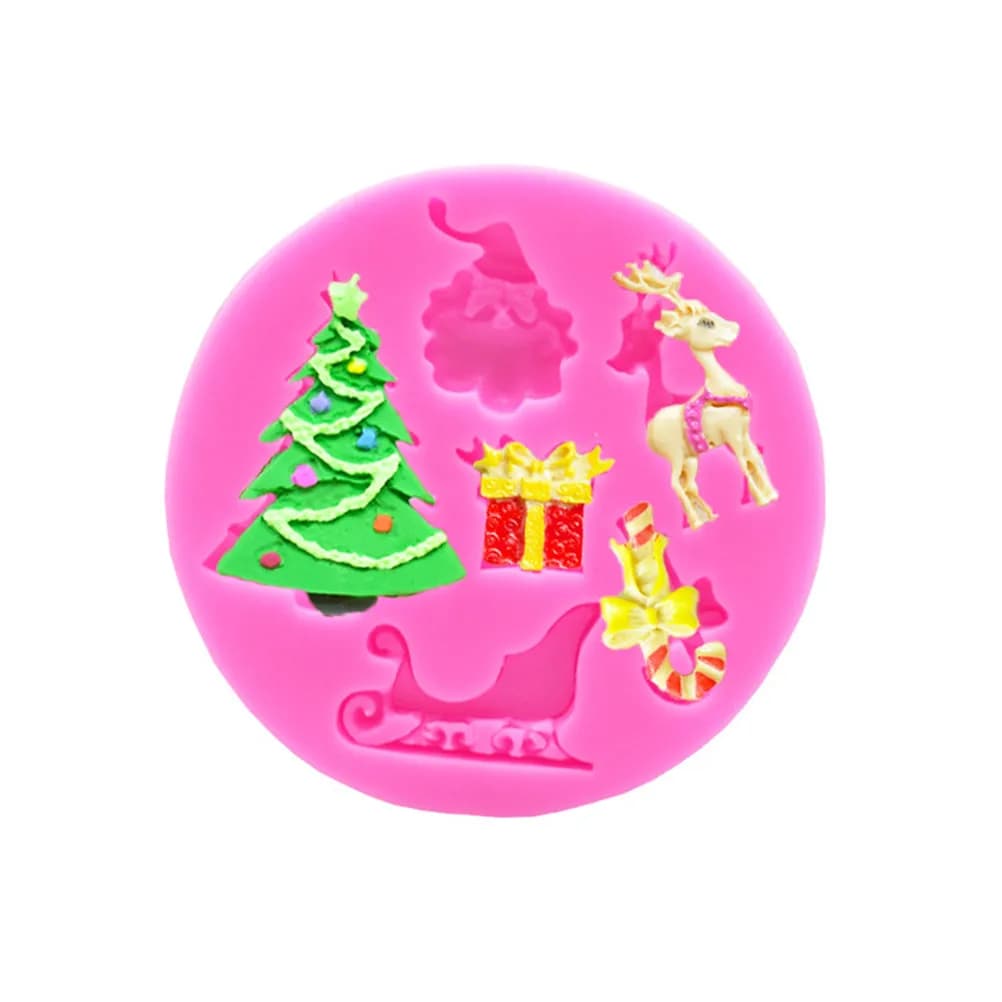 Stampo in Silicone a Forma di Babbo Natale e Albero di Natale, Premium Antiaderente per Fondente, Cioccolato, Caramelle, Cubetti di Ghiaccio, Stampo Fai-da-Te per Pasticceria