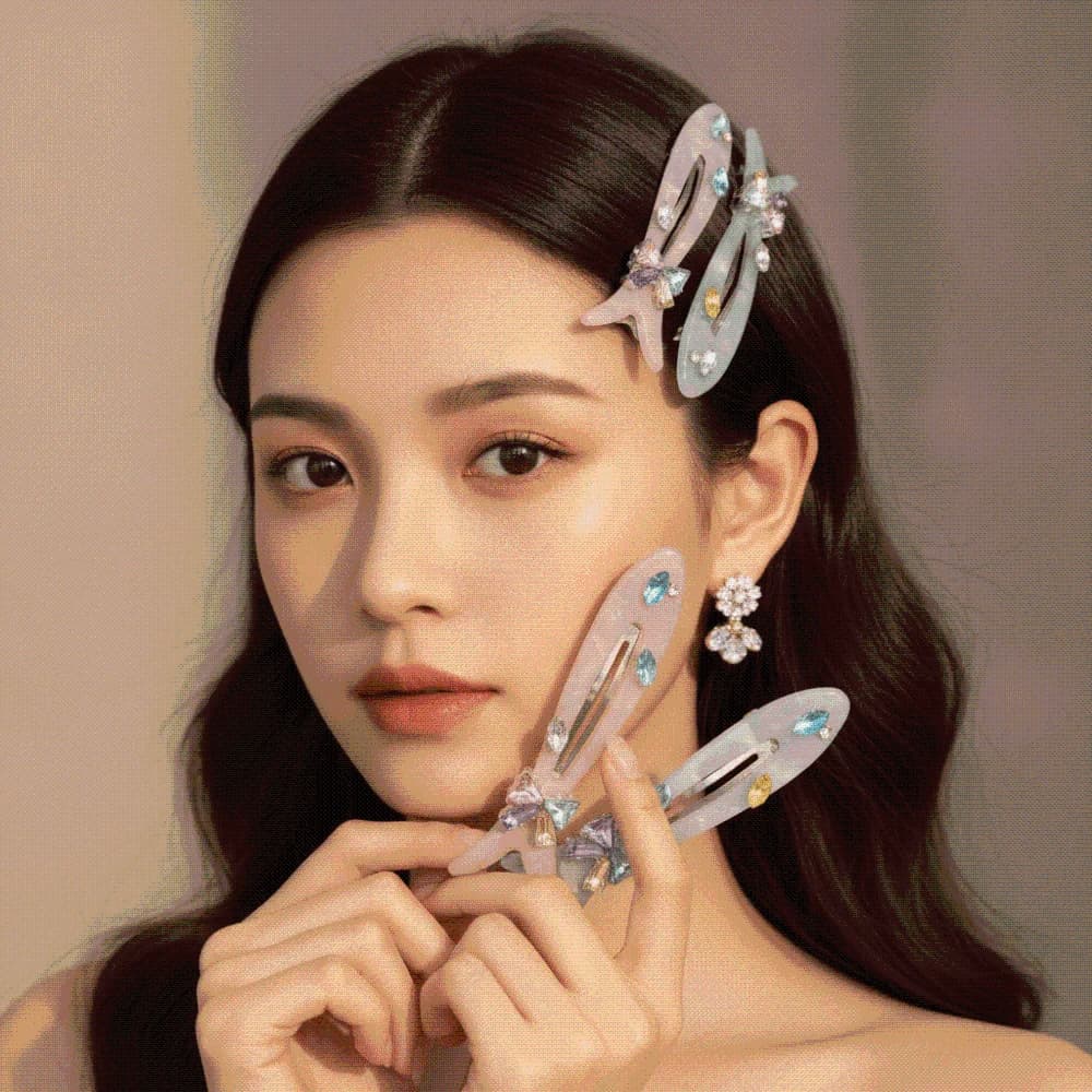 Duckbill Clip Rhinestone Fish-shaped Hair Clip Acrylic Creative Colorful Hairpin Shiny Crystal Small Barrette Dating