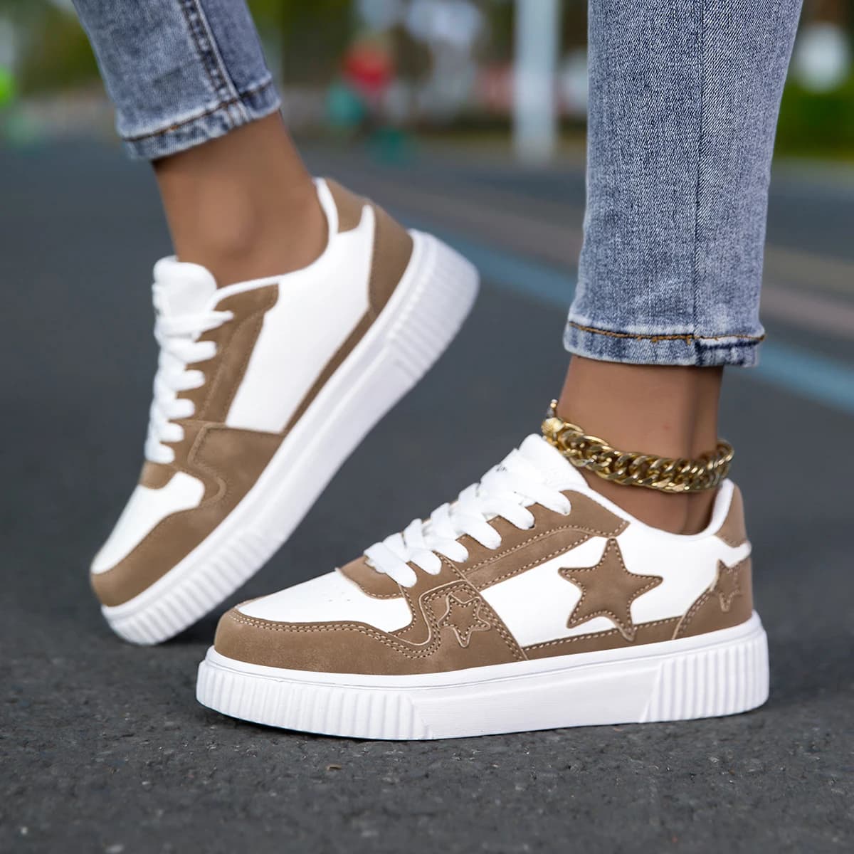 YRZL Women's sneakers casual sports shoes pair of breathable thick soles lightweight skateboard shoes men's shoes fashion outdoor