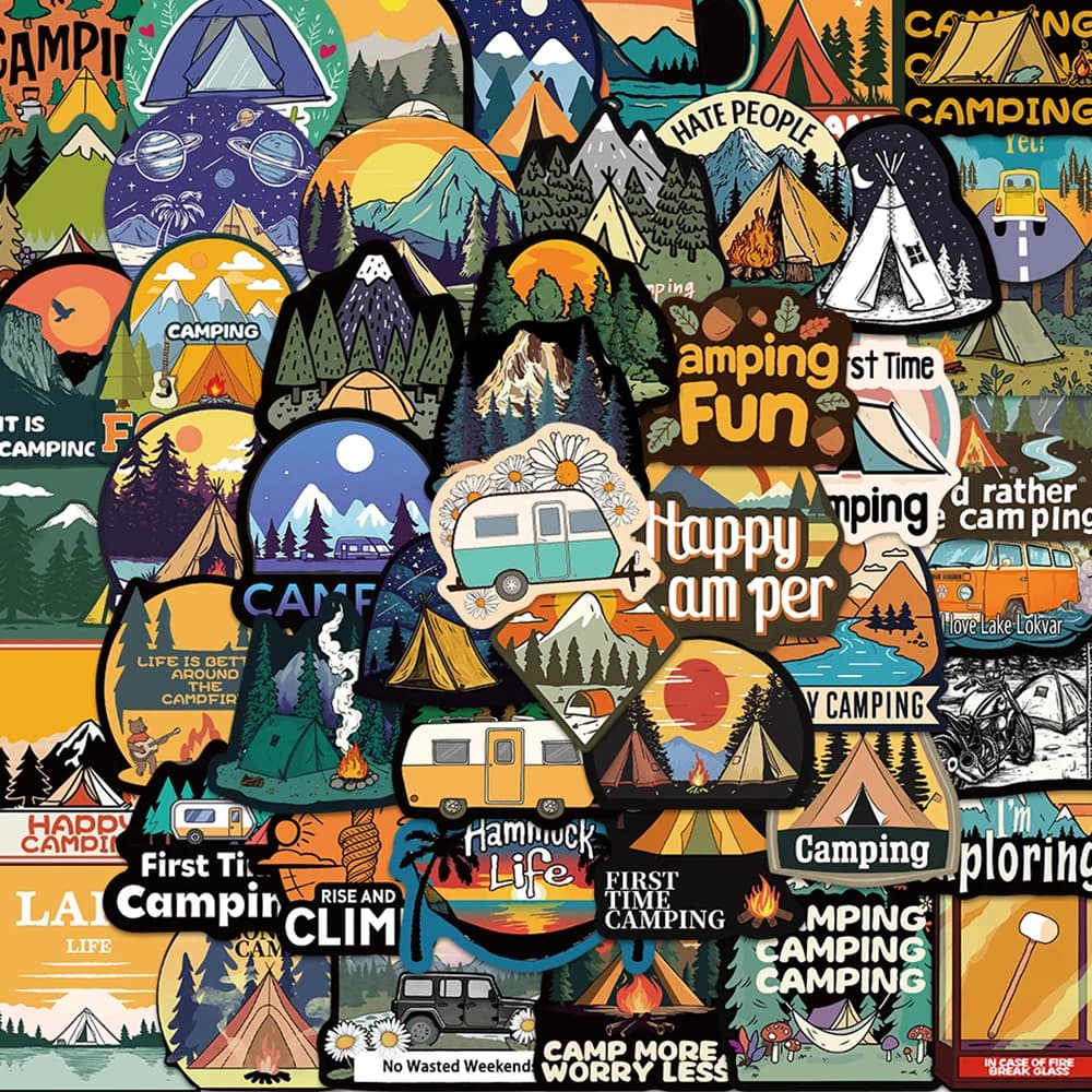 50 pieces outdoor adventurous adhesive funny decal fresh decal for phone diary refrigerator cupboard wallet bag sticker sticker decorative label