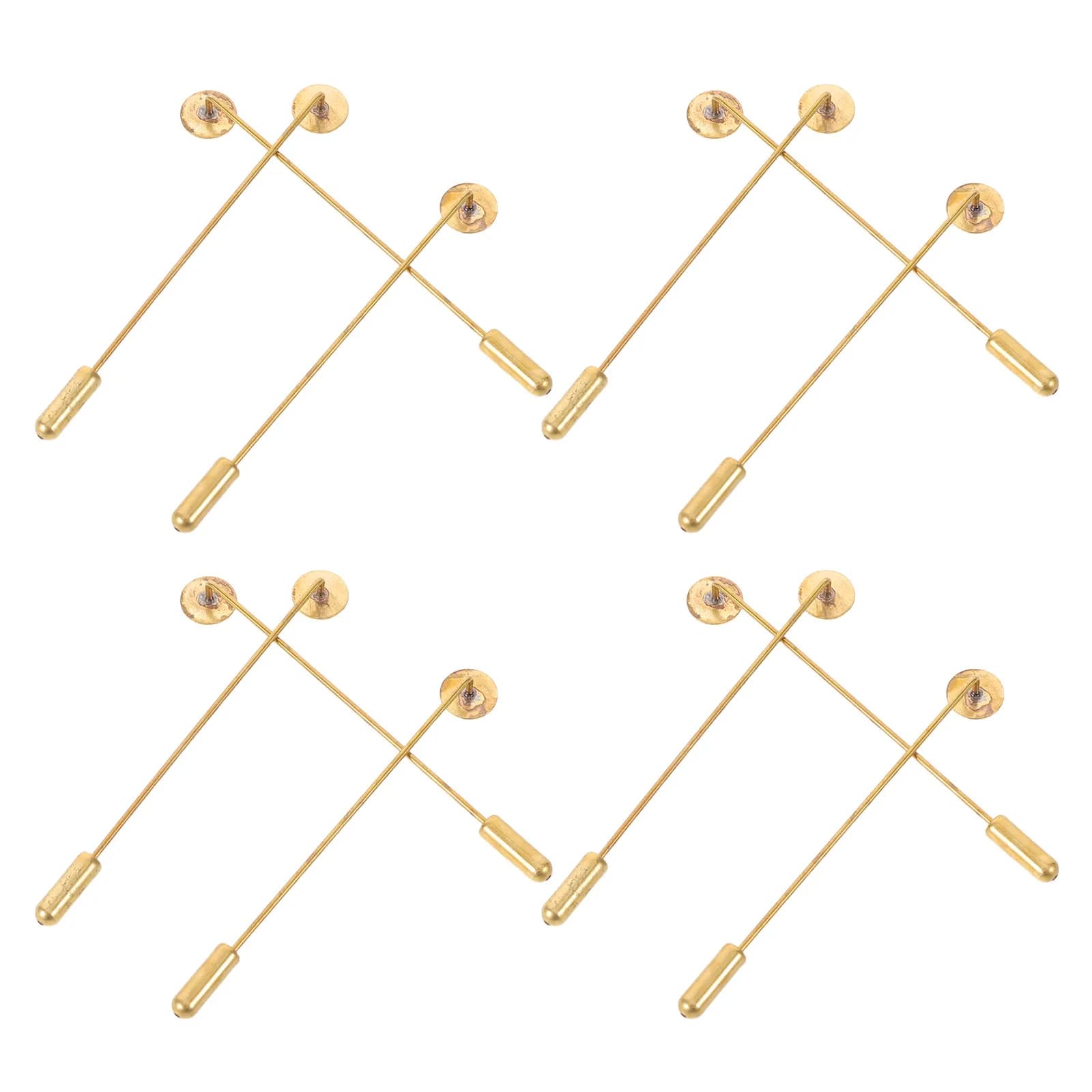 50Sets Copper Flat Round Tray Lapel Pins Safety Brooch Needle Sticks Jewelry Making Bases for Suit Tie Hat Scarf Craft