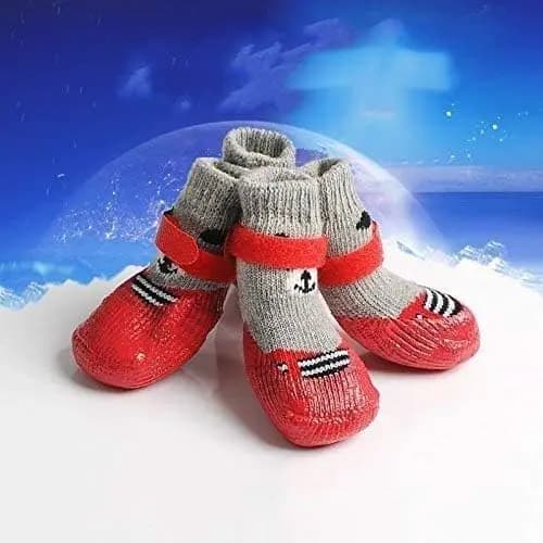 Calzini Caldi in Maglia per Animali Domestici, Scarpe Impermeabili Antiscivolo in Gomma per Cani e Gatti, Stivali da Pioggia e Neve per Passeggiate all'Aperto