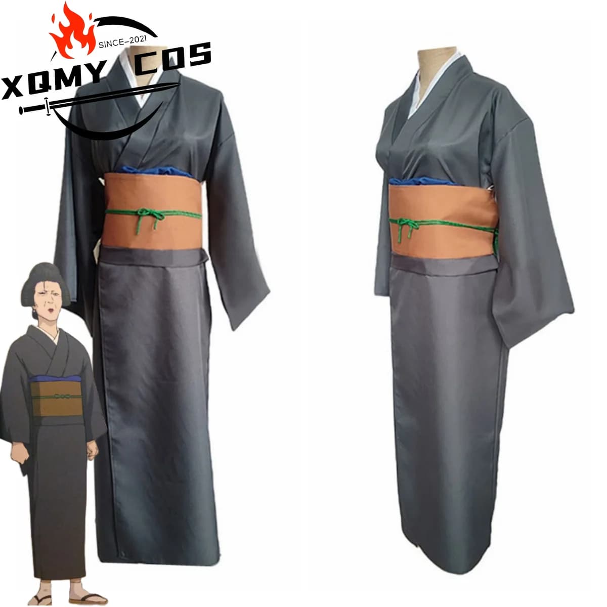 XqAnime GINTAMA Terada Ayano Costume Cosplay Kimono grigio giapponese Accappatoio Accappatoio Uomo adulto Donna Abito tradizionale da festival