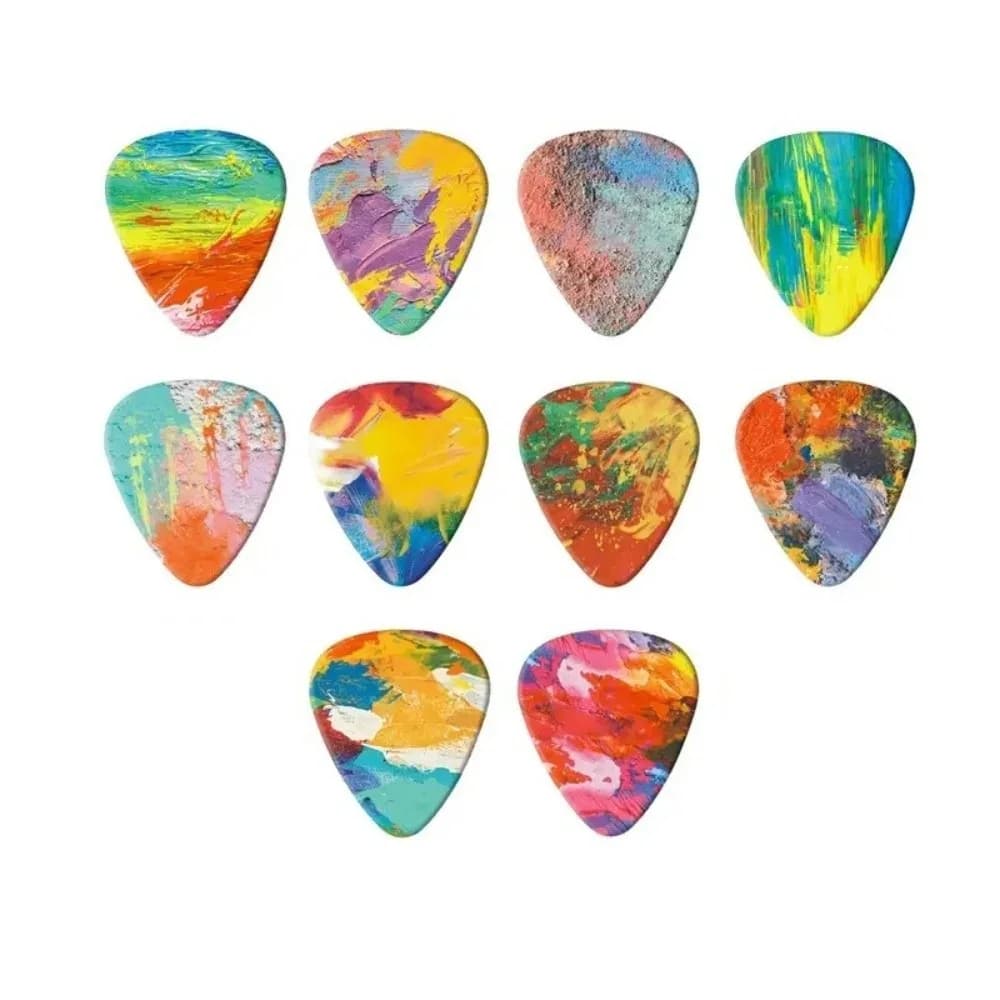 10pcs Colorful Printed Guitar Picks 1.0mm 0.71mm 0.46mm Smooth Edge Plectrum Picks Triangle Shape Bass Picks Electric Guitar