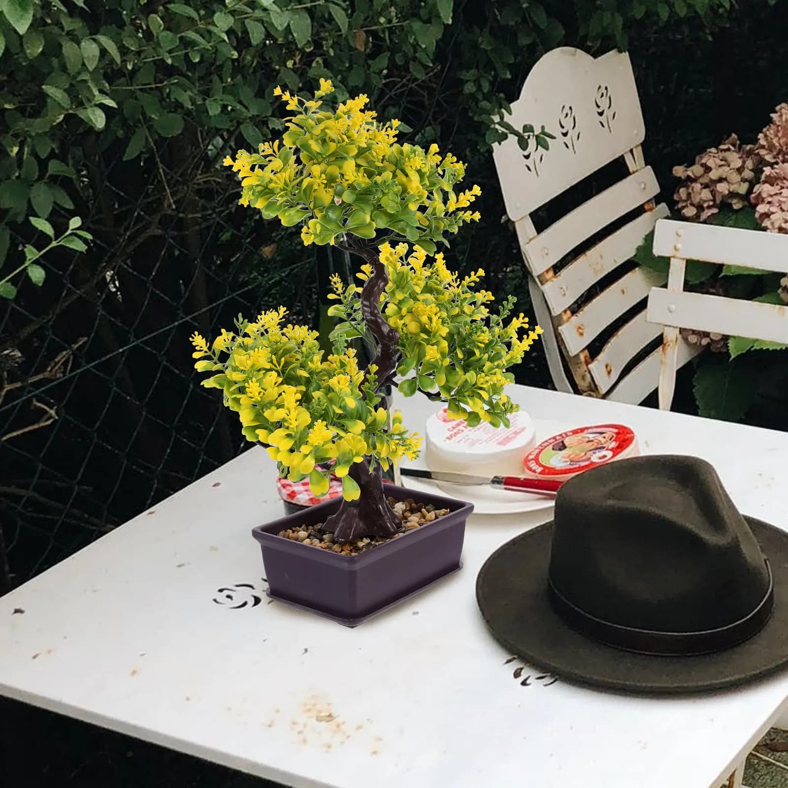 Decorative Artificial Plants, Fin Bonsai, Desk Ornaments, Simulate Green Plants for Office, Living and Shelving