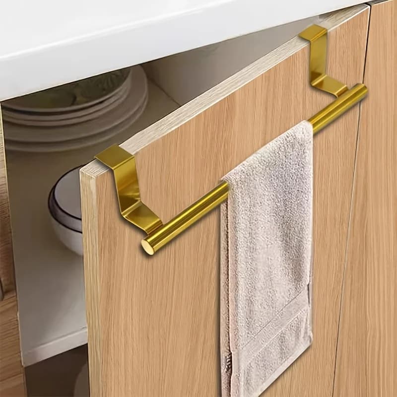 Portasciugamani Senza Foratura, Appendiabiti da Porta o Parete, Accessorio per Bagno e Cucina, Facile Installazione