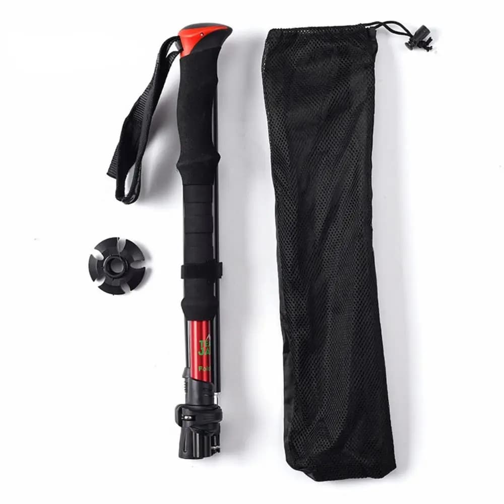 Aluminum Outdoor Trekking Poles EVA 4 Section Cross Country Cane Ultralight Telescopic Walking Sticks Hiking Equipment