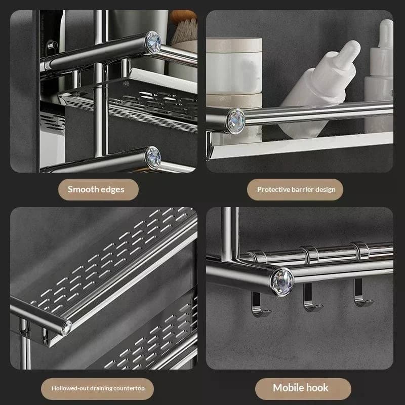 Stainless Steel Bath Towel Rack Perforation-free Hotel Hotel Bathroom Rack Towel Rack Towel Bar Bathroom Shelves