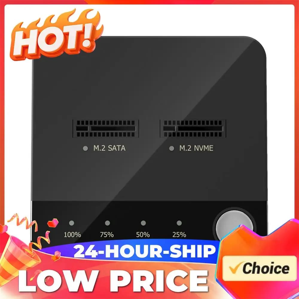 Docking Station per Dischi Rigidi M.2 SATA/NVMe a Doppio Slot, Duplicatore Clone Offline, Trasmissione Dati, Clonatore M.2 SSD