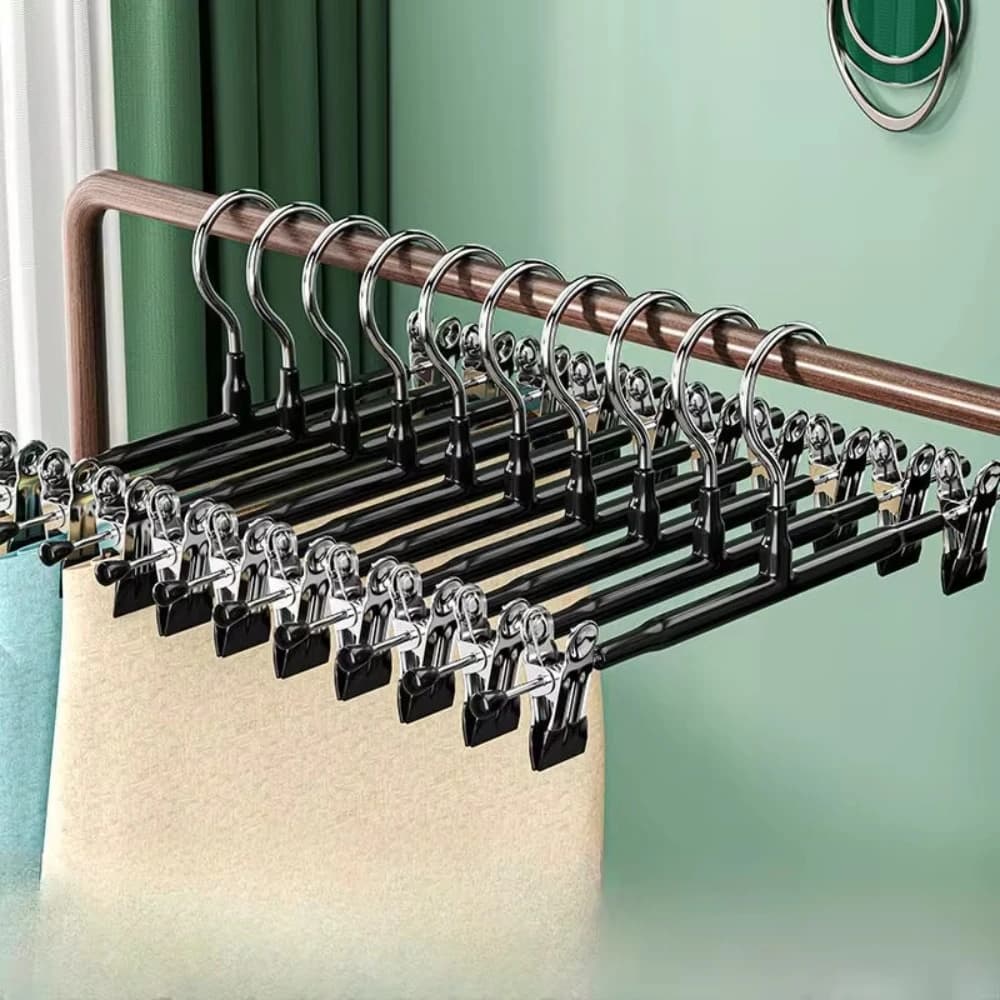Set di 5 Appendiabiti in Acciaio Inox con Clip per Pantaloni, Organizzatore per Armadi e Guardaroba