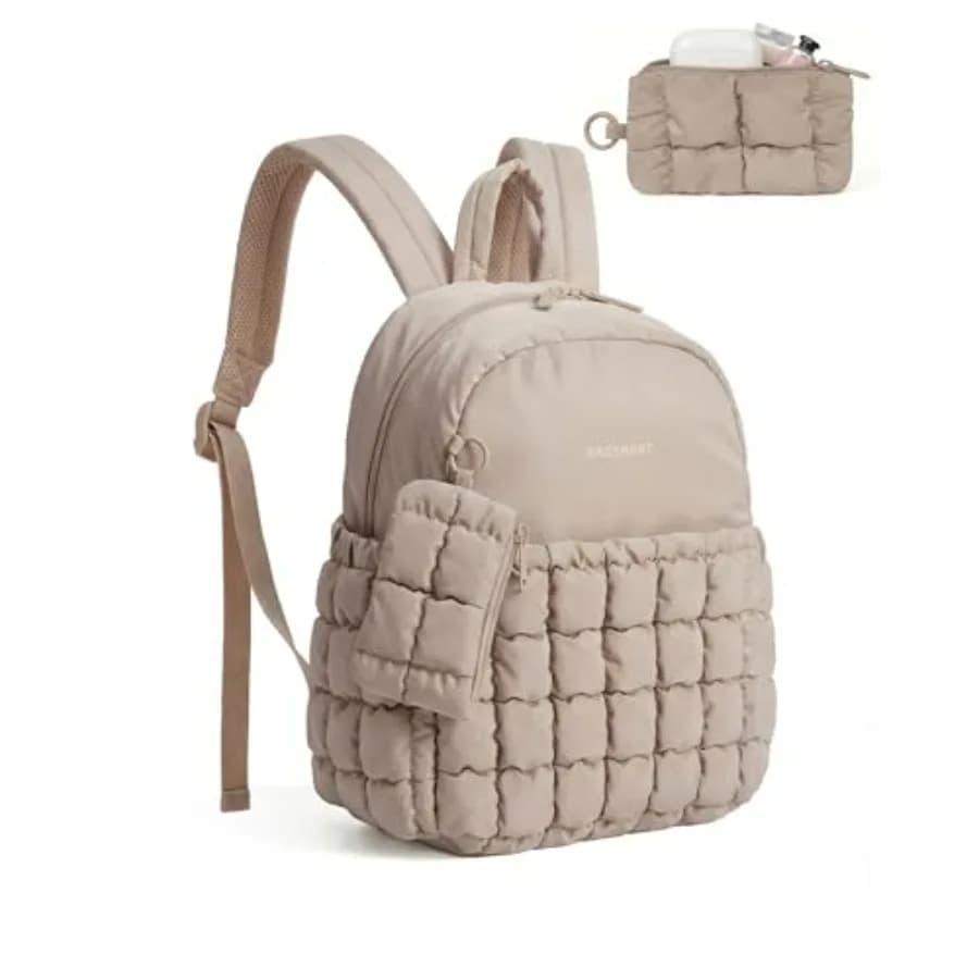 Mini Zaini da Donna, Zainetto Imbottito a Quadretti con Pochette, Borsa Leggera per Uso Quotidiano, Zaino Resistente all'Acqua