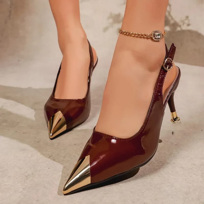 Women's Spilled Heel Sandals, Faceted Toe and Wrap Strap, Elegant and Comfortable Without Candling Your Feet