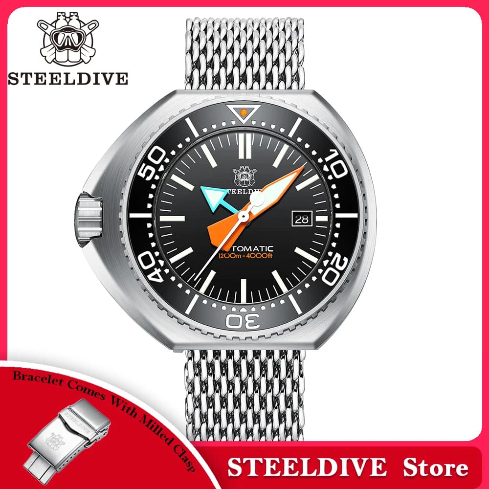 Orologio Subacqueo STEELDIVE SD1985 con Cassa da 44mm, Ghiera in Ceramica, Movimento Automatico NH35, Vetro Zaffiro, Super Luminoso, Impermeabile fino a 1000M