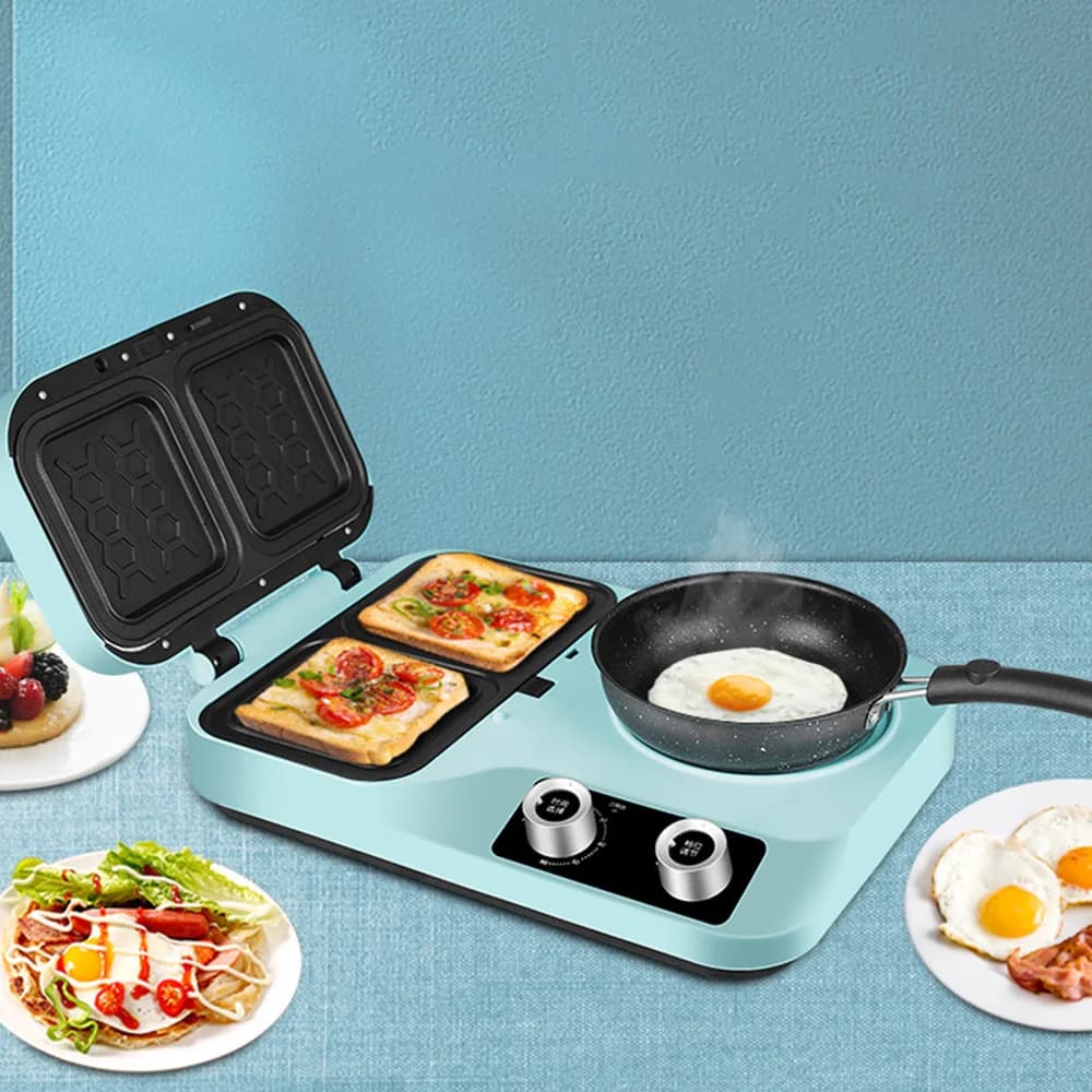 2025 New Multifunction Waffle Maker Breakfast Machine Sandwich Maker Small Family Waffle Toast Pane Making Machine